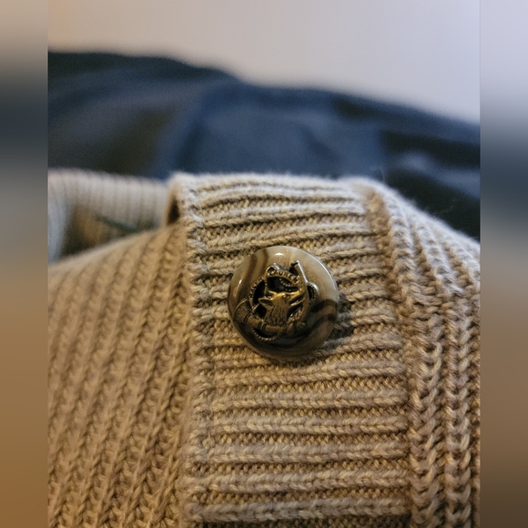 LRL Ralph Lauren Crochet Knit Cardigan with Suede Elbow Pads - Picture 5 of 8